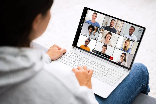 Video Conferentie Werk Webinar Online Thuis — Stockfoto