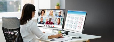 Çevrimiçi Video Görüşmesi. İş Konferansı Webinar Bayrağı