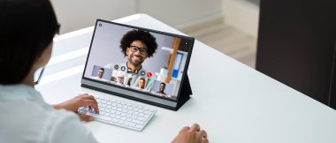 Video Konferansı Elearning Webinar Çağrısı veya Çevrimiçi Röportaj