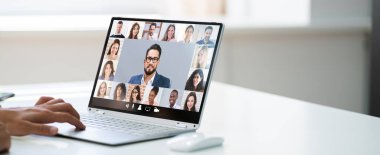 Video konferansı Webinar Call. Çevrimiçi İş Toplantısı