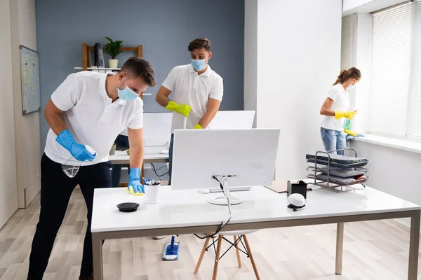 Professional Office Cleaning Services With Face Masks