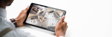 Tablet Bilgisayarındaki CCTV Güvenlik Sistemi Görüntüsü 