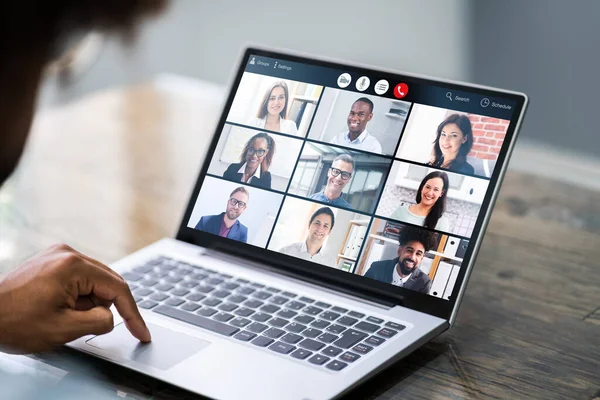 Trabajo Línea Videoconferencia Del Hogar Webinar — Foto de Stock