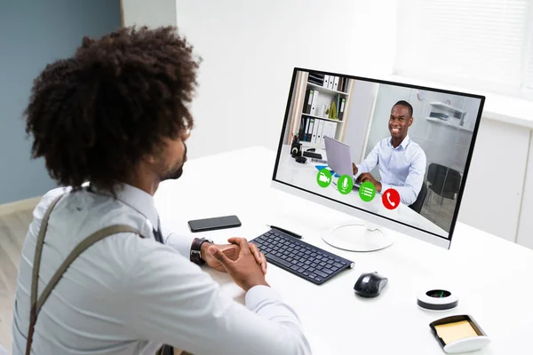 Webinar Videoconferenze Online Riunione Lavoro Aziendale — Foto Stock