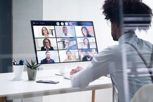 Online Video Konferencja Webinar Spotkanie Robocze Przedsiębiorstw — Zdjęcie stockowe