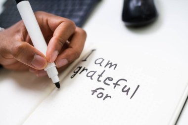 Minnet Günlüğü Konsepti. I 'm Grateful In Journal' ı yazıyorum