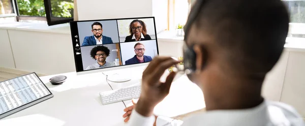 Online Work Video Conference Webinar Computer — Stock Photo, Image
