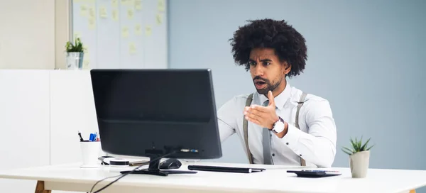 Afrikanischer Geschäftsmann Webinar Einer Videokonferenz — Stockfoto