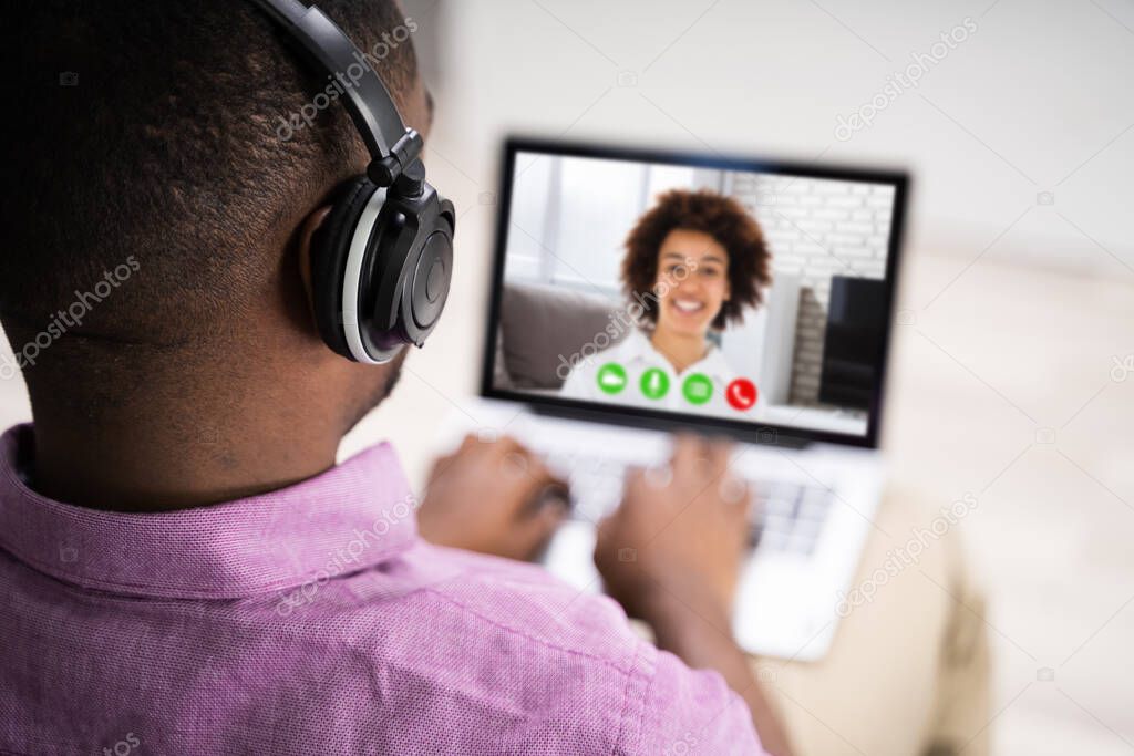 African Man Video Conference Learning Webinar Call