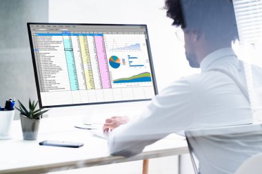 Hesap Tablosu Veri Çalışması için Afrikalı Amerikalı El Bilgisayarı Kullanıyor