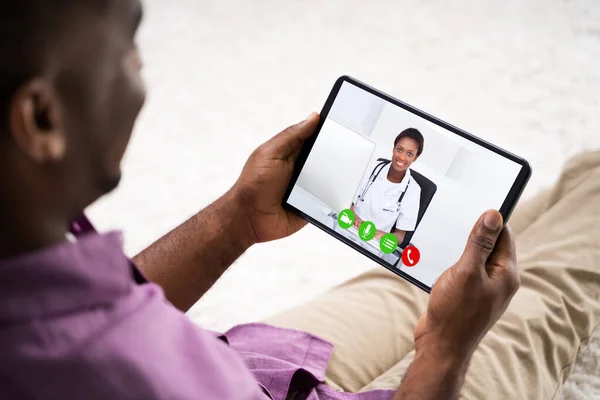 Videoconferenza Online Chiamata Consultazione Con Medico — Foto Stock