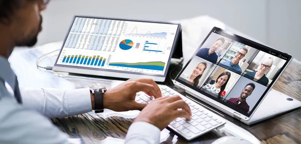 Online Videoconferentie Werk Vanuit Huis Webinar — Stockfoto