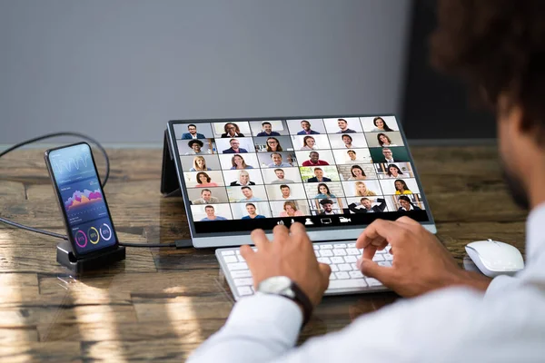 Video Conference Webinar Phone External Monitor — 스톡 사진