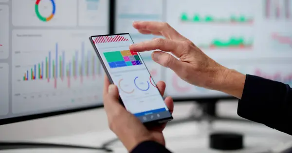 Predictive Business Kpi Data Technology Dashboard Auf Dem Smartphone Stockbild