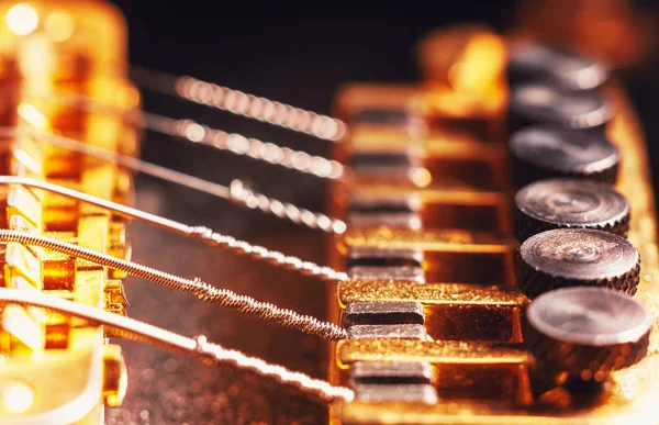 Detalles Una Guitarra Eléctrica Afinadores Finos Vista Macro — Foto de Stock