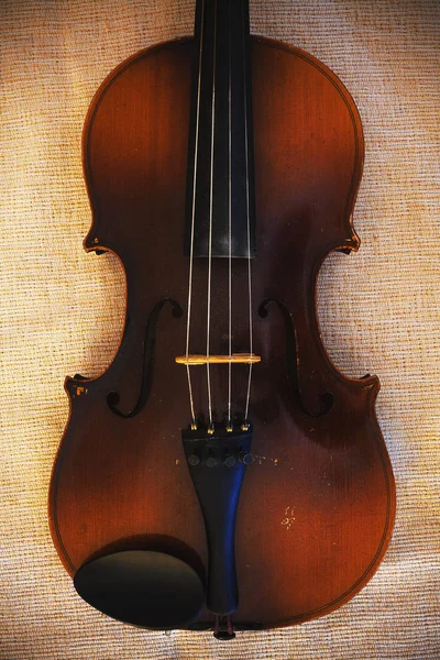 Details Old Dusty Violin Czechoslovakia — Stock Photo, Image