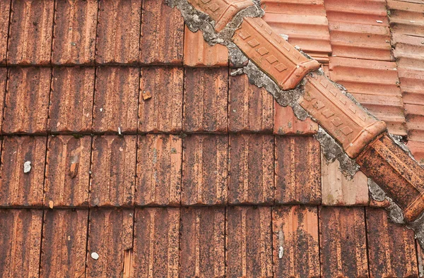 Staré Zastaralé Střešní Tašky Detaily Textur — Stock fotografie