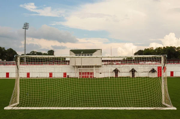 Patio Fútbol Vacío Detalles Gol Campo Durante Día —  Fotos de Stock