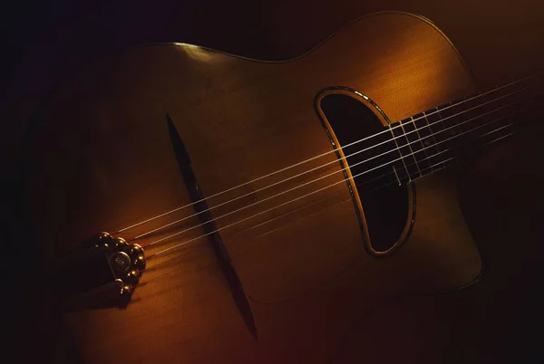 Eski Retroacoustic Gitar Çingene Caz Tarzı Django Detayları Telifsiz Stok Fotoğraflar