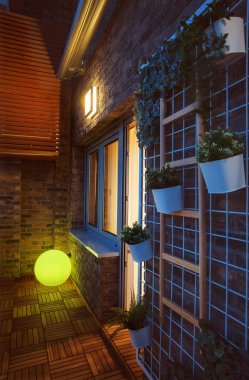 Modern ve yeni Teras, daire parçası ayrıntılarını. 