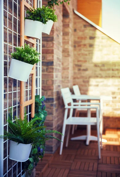 Details Der Modernen Und Neuen Terrasse Teil Der Wohnung — Stockfoto