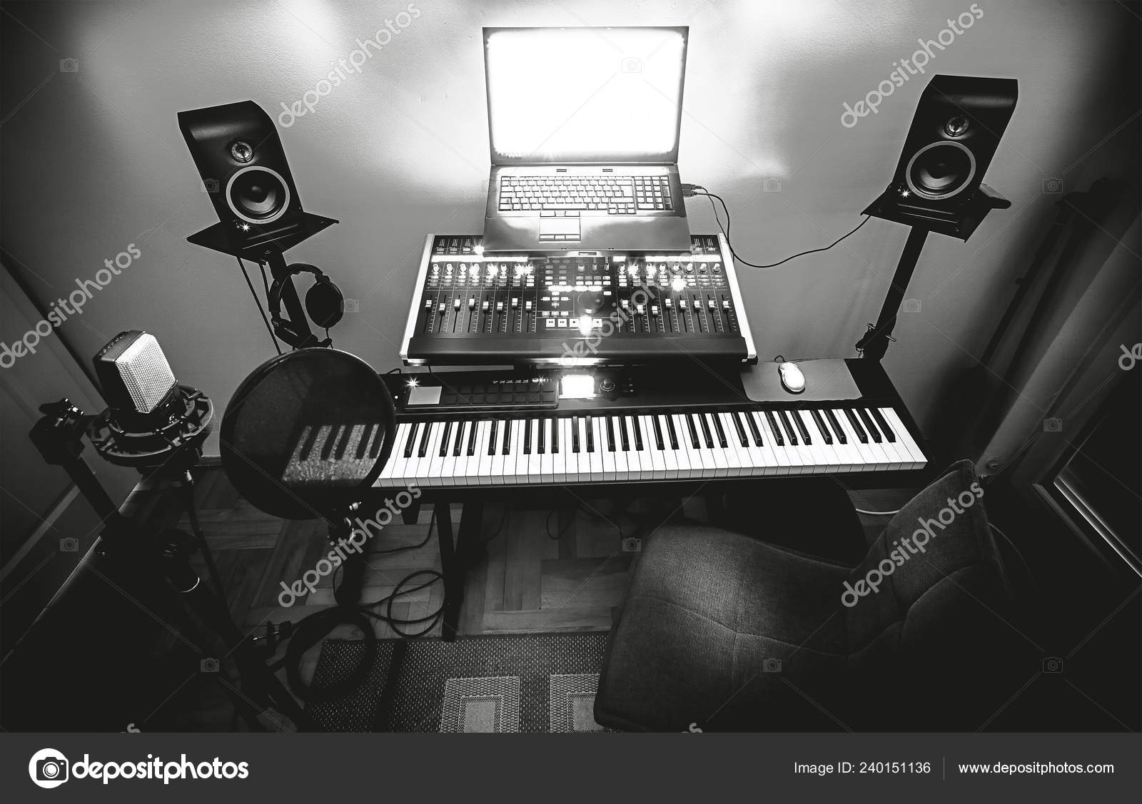 Interior Small Bedroom Recording Studio Details Equipment