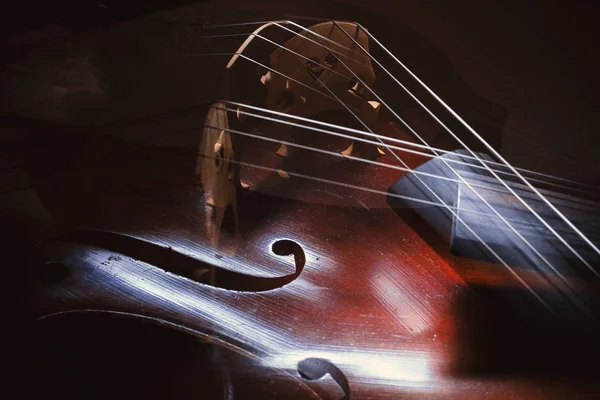 旧大提琴零件的抽象组成 混合结构和木材纹理细节 — 图库照片