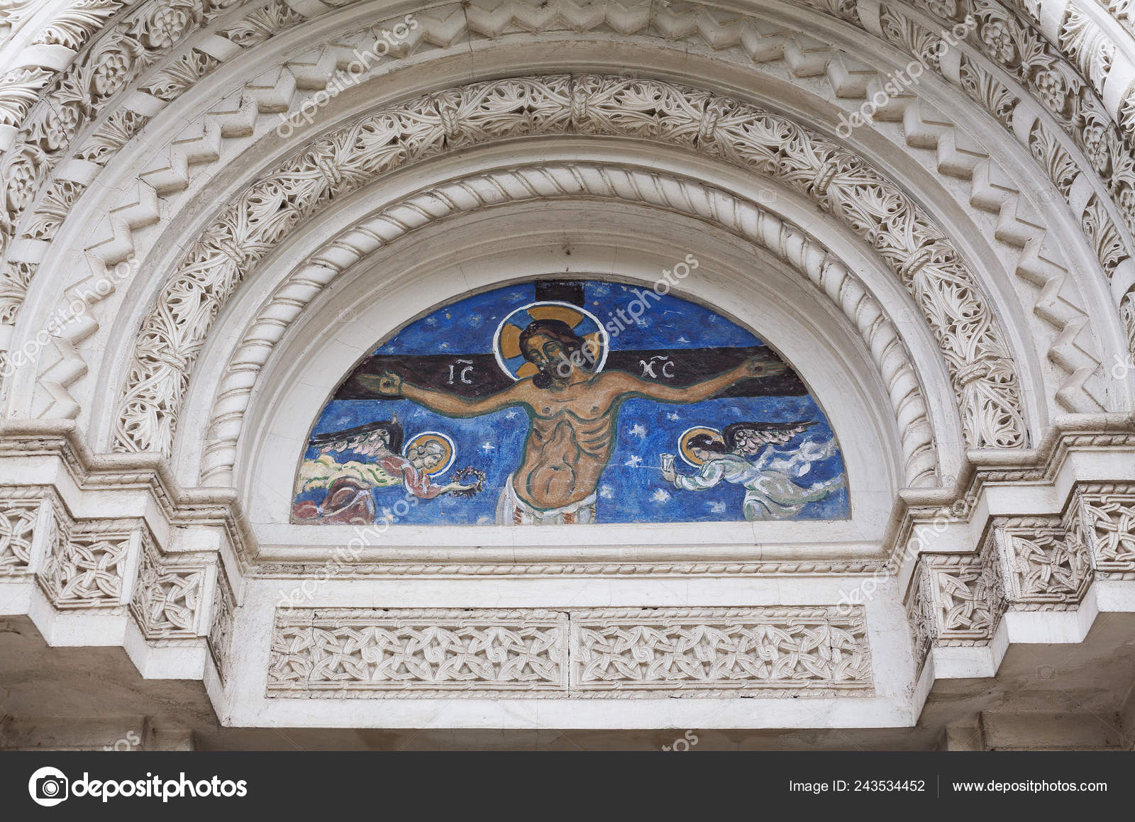 Entrance Orthodox Church Serbia Closeup View Style Decor Stock