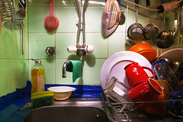 Old Messy Kitchen Cutlery — Stok Foto
