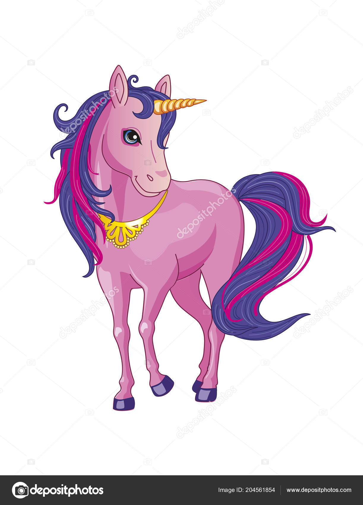 Pink Unicorn White Background Illustration Child Magic Vector ...