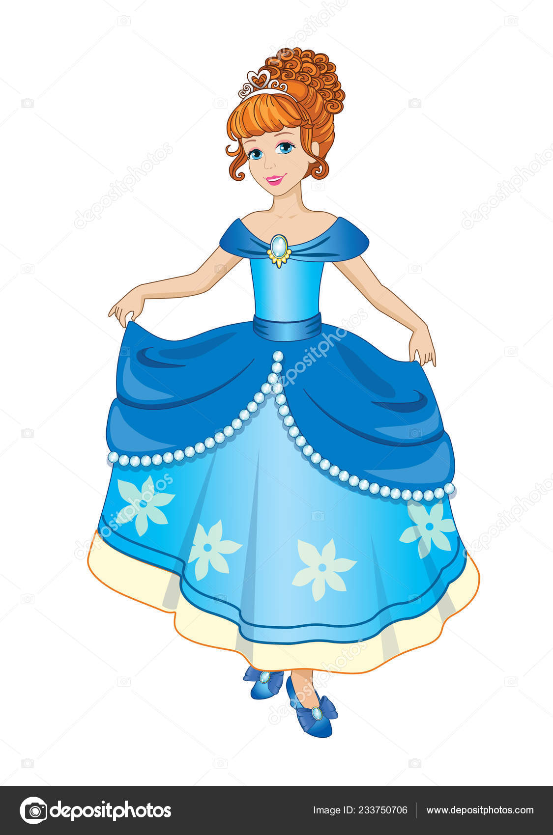 Beautiful Princess Ball Gown Children Illustration Vector