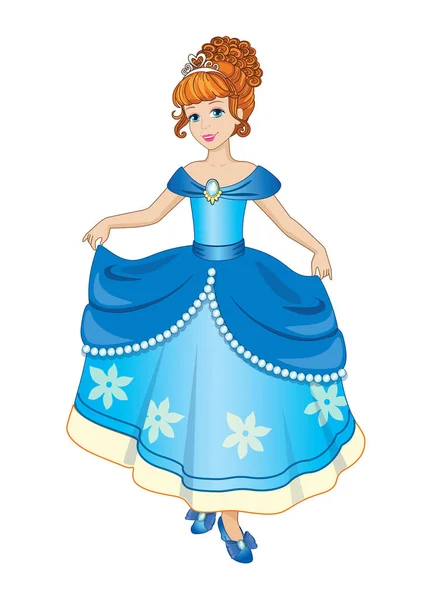 Schöne Prinzessin Einem Ballkleid Kinderillustration Vektor — Stockvektor