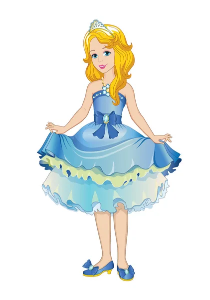 Schöne Prinzessin Einem Ballkleid Kinderillustration Vektor — Stockvektor