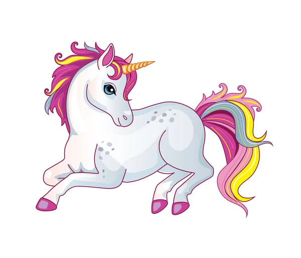 Vektor Cartoon Niedliches Pony Mit Regenbogenmähne Auf Weißem Hintergrund Kinderillustration — Stockvektor