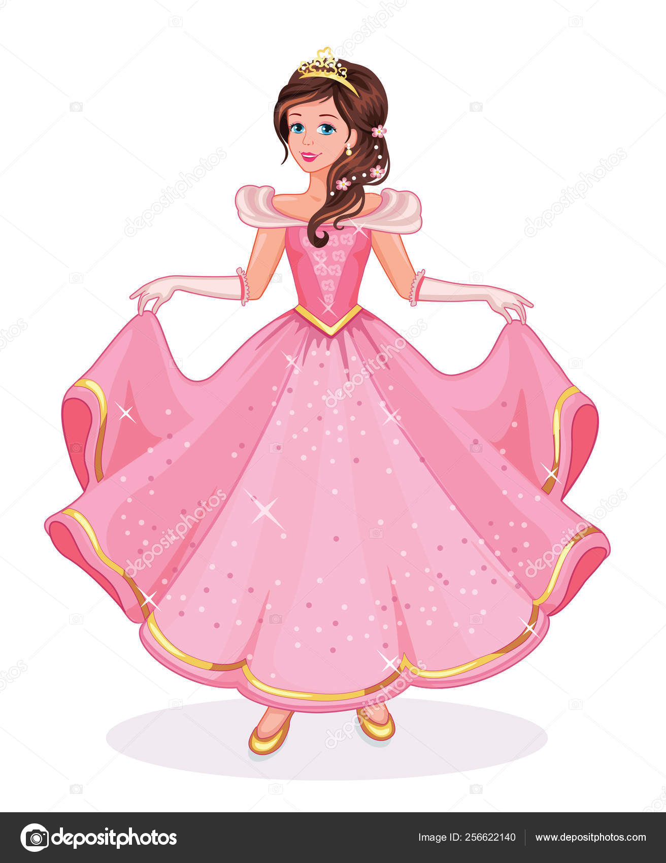 Girl Ball Gown Beautiful Princess Fairytale Isolated Illustration Vector  Stock Vector Image by ©penochka1 #256622140