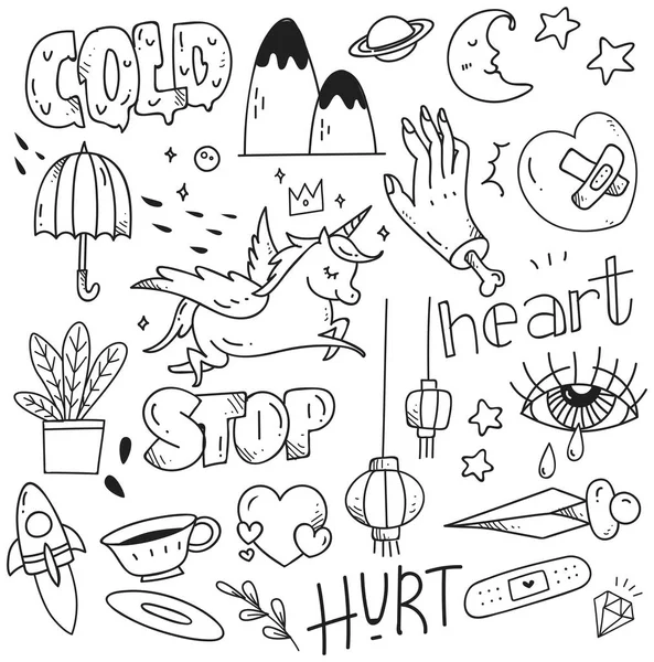 çeşitli karikatür tarzı simgeler, vektör çizim set