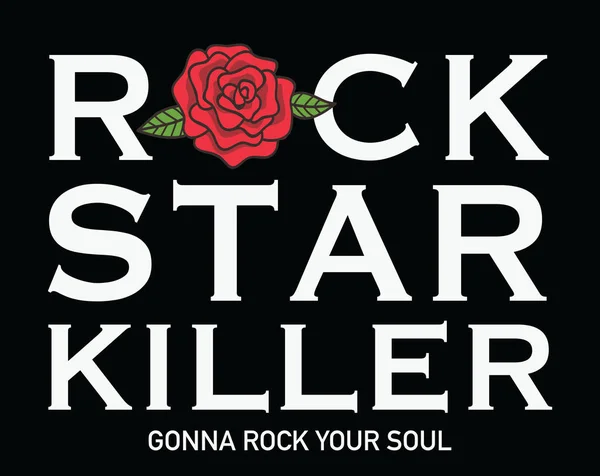 Rock Star Killer Banner Con Rosa Illustrazione Vettoriale — Vettoriale Stock