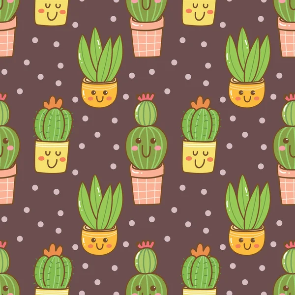 Modèle Sans Couture Avec Cactus — Image vectorielle