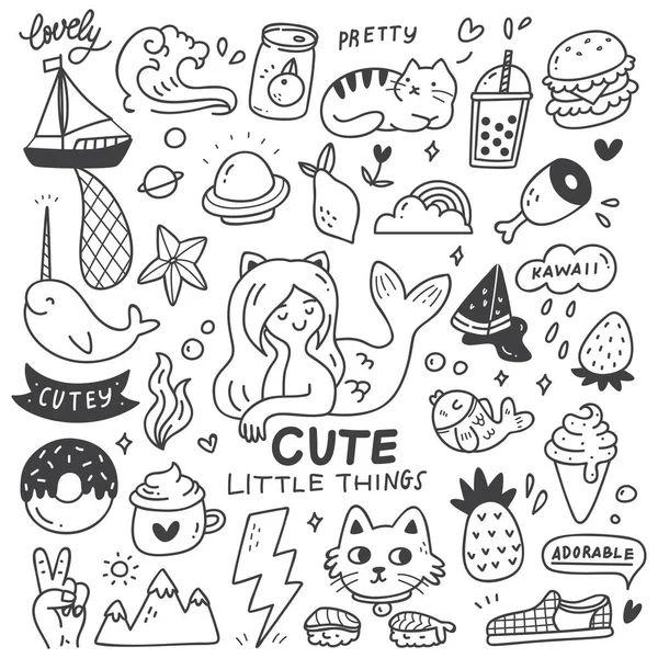 Doodle Coisas Pequenas Bonitos — Vetor de Stock