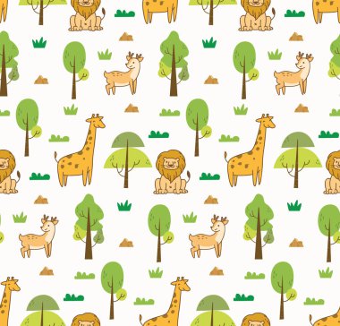 Hayvanlar ve ağaçlarla kusursuz desen