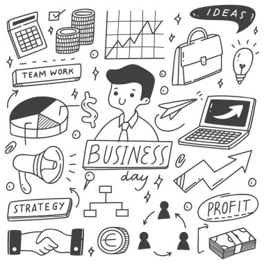 İş ve finans ikonları ayarlandı. vektör illüstrasyonu