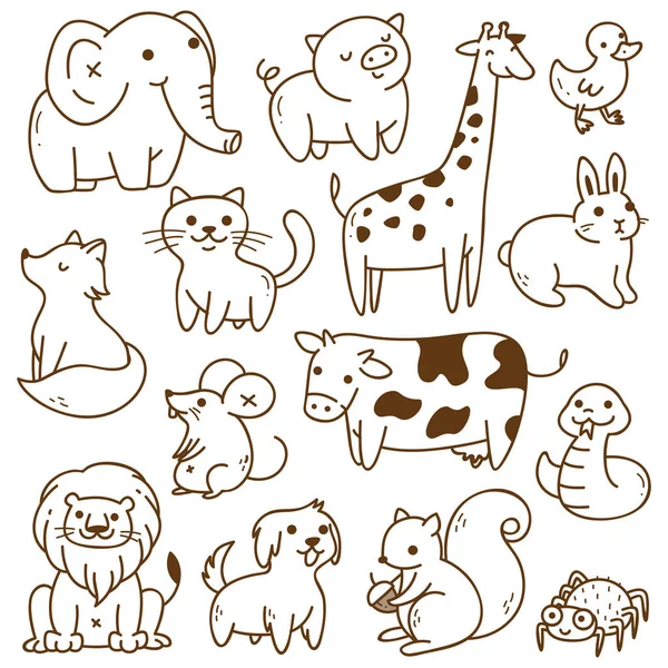 Ensemble Vectoriel Animaux Mignons — Image vectorielle