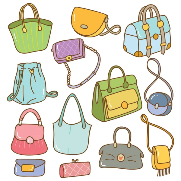 Conjunto Bolsos Las Mujeres Ilustración Vectorial — Vector de stock