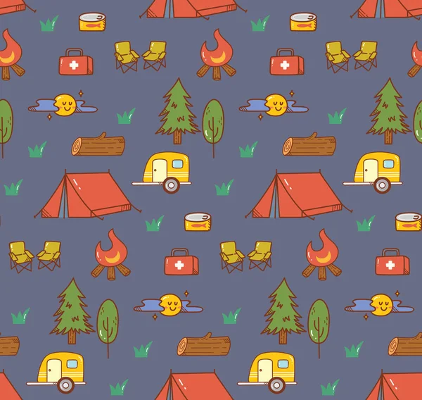 Camping Set Vektor Ikoner — Stock vektor