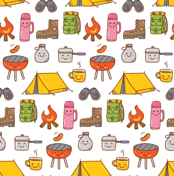 Campingikoner Inställda Vektor Illustration — Stock vektor