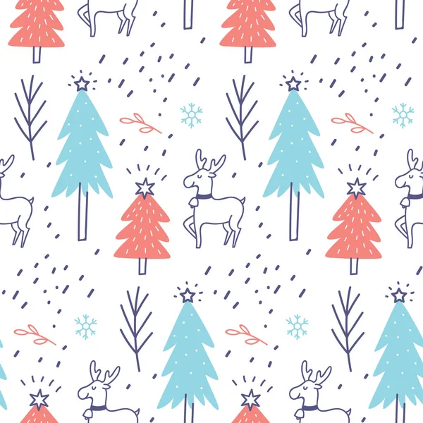 Christmas Seamless Pattern Deer Vector Illustration — Stock Vector