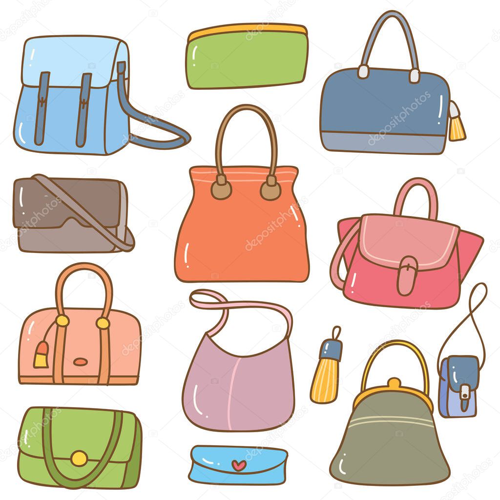 vector set of women's handbags