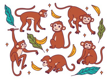 Çizgi film maymunlarının vektör kümesi