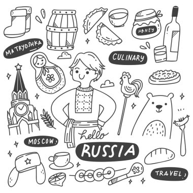 Rusya 'nın el çizimi vektör kümesi 