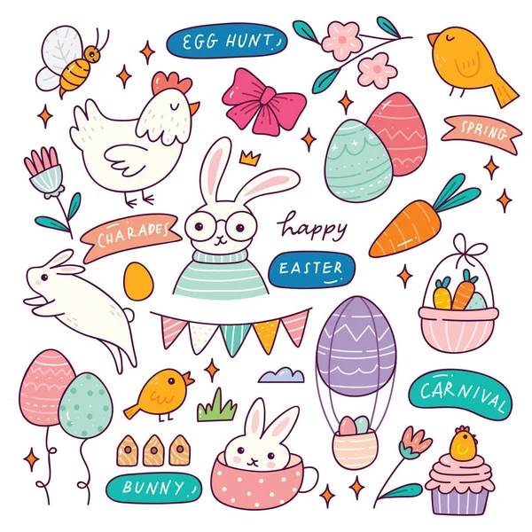 Easter Seamless Bunnies Background Vector Illustration - Stok Vektor